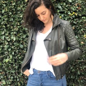 Vegan leather jacket - green / olive